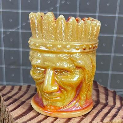 Iridescent Carnival Glass Tooth Pick Holder