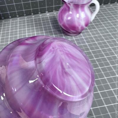 3 Pieces of Pink Swirl Hand Blown GLASS 
