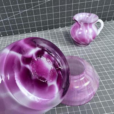 3 Pieces of Pink Swirl Hand Blown GLASS 