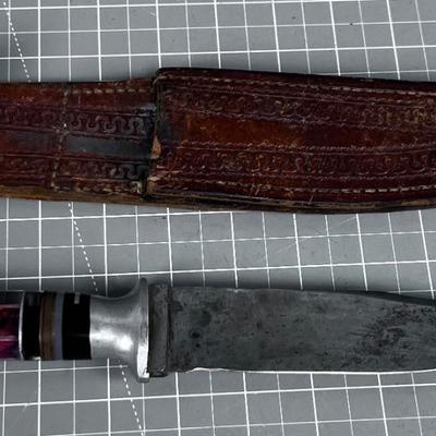 Hand Made Bowie Knife with Leather Sheath
