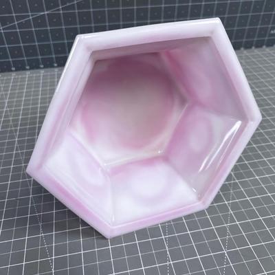 Pink FENTON 6 Sided Glass Planter 
