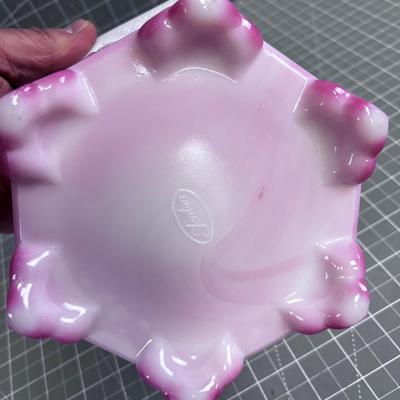 Pink FENTON 6 Sided Glass Planter 