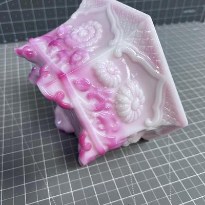 Pink FENTON 6 Sided Glass Planter 