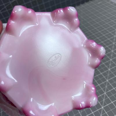 Pink FENTON 6 Sided Glass Planter 