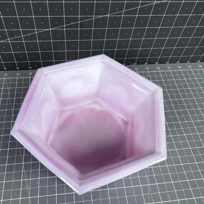 Pink FENTON 6 Sided Glass Planter 