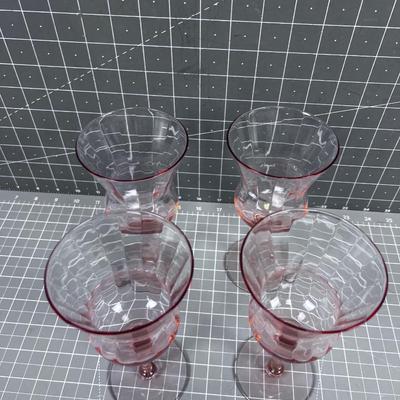 4 Very NICE Wine Depression Glass Old '30's 