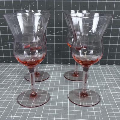 4 Very NICE Wine Depression Glass Old '30's 