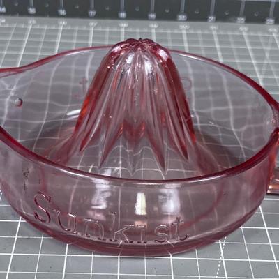 SUNKIST Pink Depression Glass Juicer
