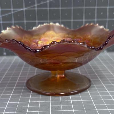 Carnival Footed Dish Orange Marigold Color