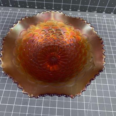 Carnival Footed Dish Orange Marigold Color