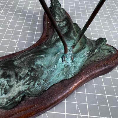 Double BRONZE Hummingbird ART Sculpture
