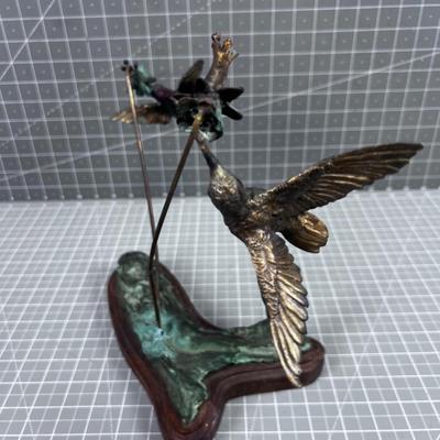 Double BRONZE Hummingbird ART Sculpture
