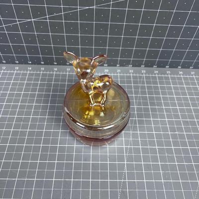 Iridescent  Powder Jar with DEER on top