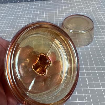 Iridescent  Powder Jar with DEER on top