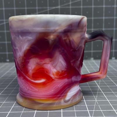 IMPERIAL Red & White SLAG Mug with Birds, RARE! 