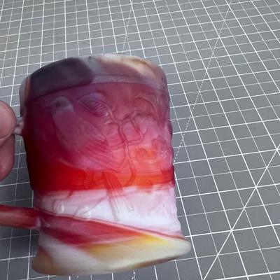 IMPERIAL Red & White SLAG Mug with Birds, RARE! 