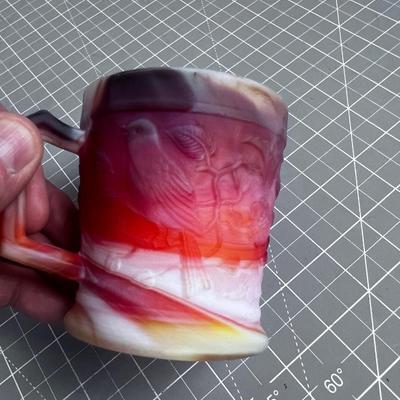 IMPERIAL Red & White SLAG Mug with Birds, RARE! 
