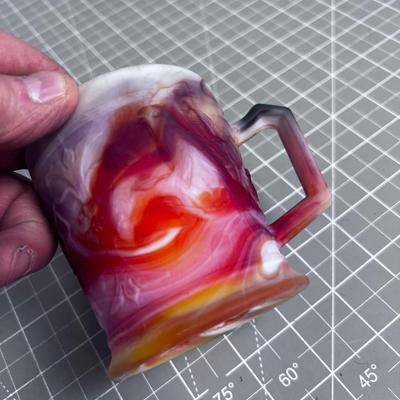 IMPERIAL Red & White SLAG Mug with Birds, RARE! 