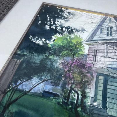 Signed. D. Thomas, Water Color Framed and Matted under Glass, 'This old House' 