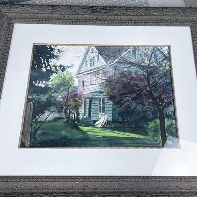 Signed. D. Thomas, Water Color Framed and Matted under Glass, 'This old House' 