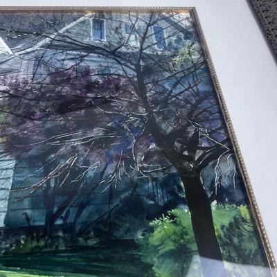 Signed. D. Thomas, Water Color Framed and Matted under Glass, 'This old House' 