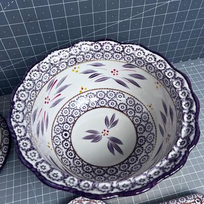 TEMPTATIONS- Bowl and Utensils Plus an extra Lid