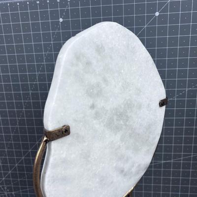 Polished Stone Brass Sculpture Brass Inlay 