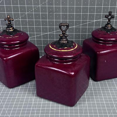 Stoneware Canisters RED (3) 