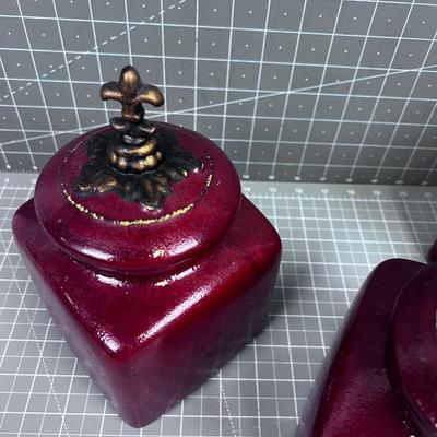 Stoneware Canisters RED (3) 