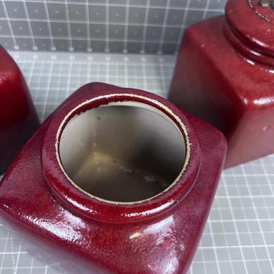 Stoneware Canisters RED (3) 