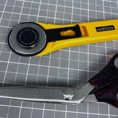 WISS Pinking Sheers, Cutco Scissors and Rotary Bladed Cutter