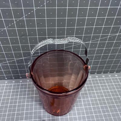 Pink Depression Glass, Ice Bucket with Tongs for ice