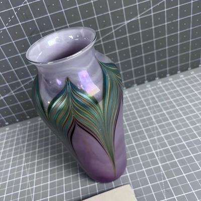 ZELLIQUE Art Glass Vase, Hand Blown, Signed and Dated 1982