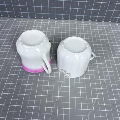 Pair of Floral Antique Coffee Mugs, Circa 1880's 