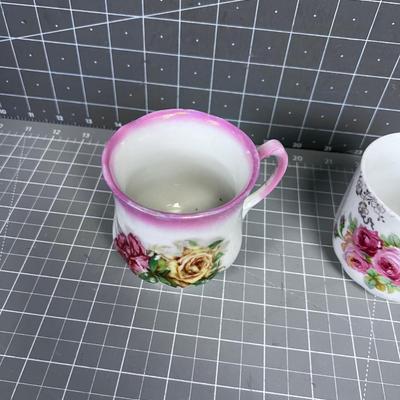 Pair of Floral Antique Coffee Mugs, Circa 1880's 