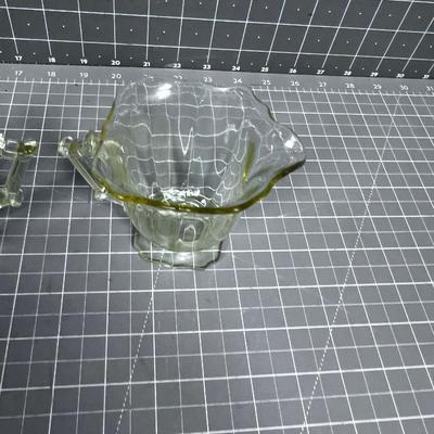 Darling Yellow Depression Glass Cream & Sugar 