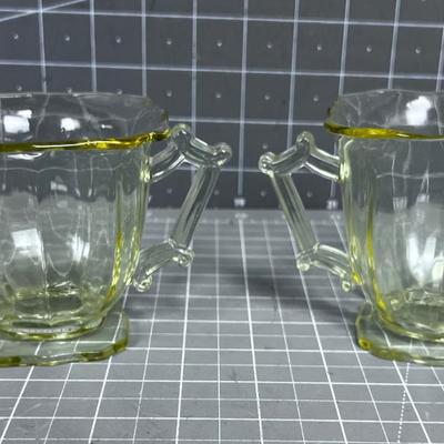 Darling Yellow Depression Glass Cream & Sugar 