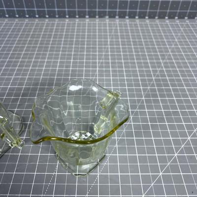 Darling Yellow Depression Glass Cream & Sugar 