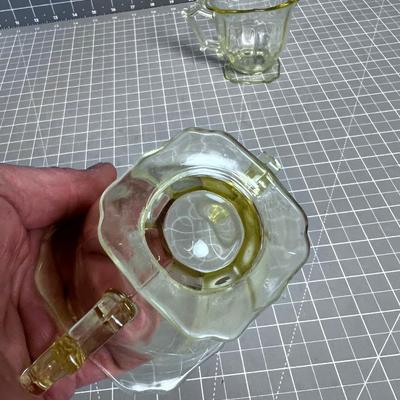 Darling Yellow Depression Glass Cream & Sugar 