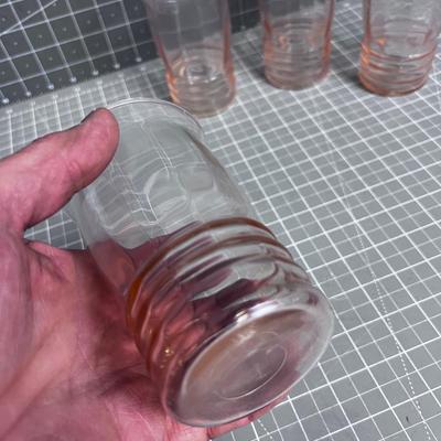 (4) Pink Tumblers Depression Glass 