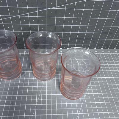 (4) Pink Tumblers Depression Glass 