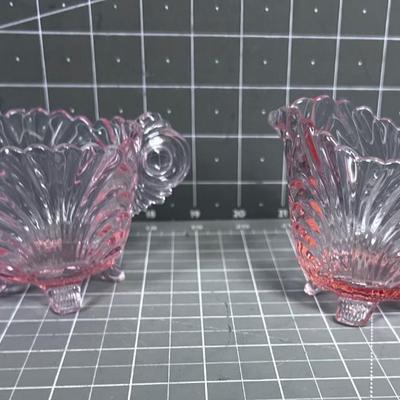 Pink Depression Glass Cream & Sugar