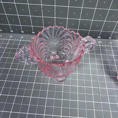 Pink Depression Glass Cream & Sugar