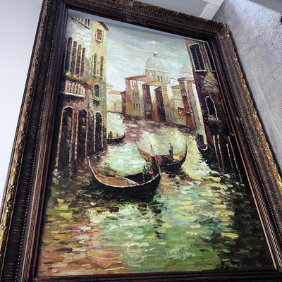 Worlds Largest oil Painting of Venice, Italy, with Dark Wood Frame
