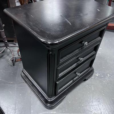 Set of 3 Drawer Night Stands, Dark Stained Pine Wood