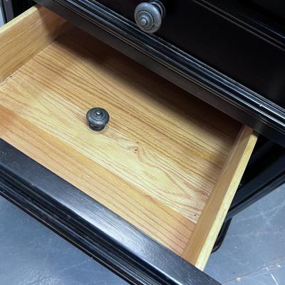 Set of 3 Drawer Night Stands, Dark Stained Pine Wood