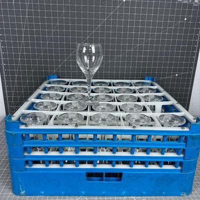 CASE of Wine Glasses with Commercial Rack