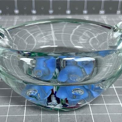St. Clair Ash Tray with Light Blue Flower 