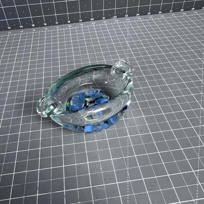St. Clair Ash Tray with Light Blue Flower 