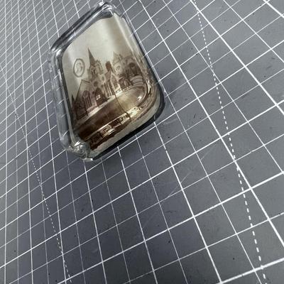 Advertising Glass Paper Weight Rectangle of an old Church